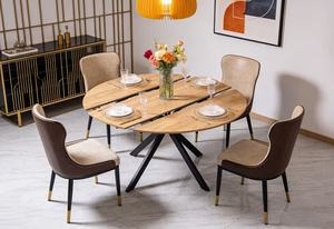 Bestseller in Legno e <span class=keywords><strong>Nero</strong></span> 110-150 cm per 4-8 Persone <span class=keywords><strong>Tavolo</strong></span> da Pranzo Rotondo <span class=keywords><strong>Allungabile</strong></span> - Product Image 1