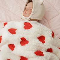 Couverture douce en sherpa pour bébé, 76x102cm, imprimé jacquard en forme de cœur, confortable et chaude, pour berceau, poussette et décoration de chambre d'enfant