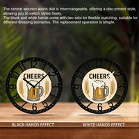 Jam Dinding Logam Dekorasi Tema Bir Mug Cheers Brew Dicetak UV untuk Pub Dapur Bar Rumah Hadiah