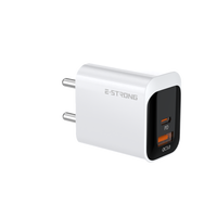 Pengisi Daya Cepat GaN Dual Port 20W 33W PD 2.0 dengan Colokan UK/EU/US untuk Ponsel - Adaptor Pengisian Cepat USB-C E-STRONG