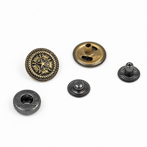 Haute qualité 10mm 20mm 4 parties logo personnalisé conception <span class=keywords><strong>laiton</strong></span> gravé sac chaussure chapeau presse métal boutons pression pour vêtements - Product Image 5