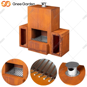 หม้อหุงข้าวกลางแจ้งทำจากไม้คอร์เทนเตาย่างบาร์บีคิวในสวนเตาไฟไฟแบบควันสำหรับสนามหลังบ้าน - Product Image 3