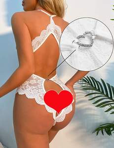 Pijama de encaje sexy de una pieza sin entrepierna Tease Fat MM Passion Midnight Lace Lencería sexy - Product Image 6