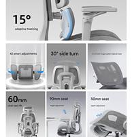 Chaise de bureau ergonomique haut de gamme en maille, dossier haut, rotation réglable, pivotante pour la maison. Conférence des cadres de l'industrie du jeu