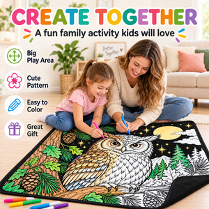 Custom Owl Coloring Blanket Flannel Rectangular Reusable DIY Doodle Blanket For Kids Home Winter Use - Product Image 2