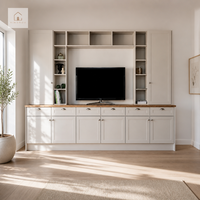 Meuble TV moderne XINGRUO style Shaker avec étagères intégrées, en bois blanc crème, personnalisable, pour hôtel, ferme, écologique, mobilier de salon