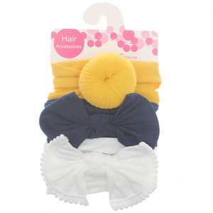 Ensemble de bandeaux pour bébé, 3 pièces, nœud papillon réglable, style doux pour bébés filles, bandeaux en coton, emballage en carton - Product Image 2