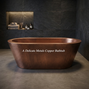 Bañera de Cobre de Doble Pared con Acabado Antiguo, 100% Cobre, Hecha a Mano, Ovalada, Independiente, Modelo DM-271 - Product Image 1