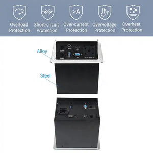 Prise de courant escamotable avec 1 prise, ports USB-A, et ports réseau/téléphoniques, pour bureau - Product Image 6