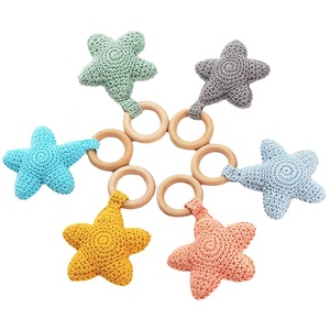 Nuevo accesorio de cadena de chupete DIY grado alimenticio silicona <span class=keywords><strong>madera</strong></span> ganchillo estrellas bebé mordedores y niños juguetes de dentición - Product Image 1