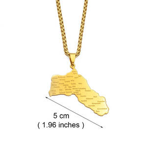 Kalung emas minimalis Anti noda, Kalung Kurdistan liontin peta baja tahan karat asli 18K untuk pria dan wanita - Product Image 3