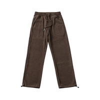 Pantalon de jogging en velours côtelé gris rétro japonais à jambe large et droite, drapé lourd, brun foncé, pour homme