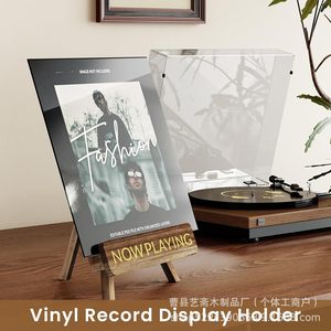 Wooden CD DVD Holder Tripod Desktop Album Vinyl <b>Record</b> Display Rack Living Room Storage <b>Stand</b> - Product Image 2