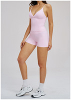 Ensemble Crop Top et Short pour Femme, Ensemble Soutien-Gorge et Short de Yoga, Ensemble Short et Top de Sport Solide Respirant à Fort Maintien Pakistan