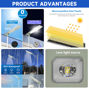 ไฟถนนอลูมิเนียมหล่อ Ip67 80W 100W 120W ที่รวมไว้ในไฟถนนพลังงานแสงอาทิตย์แบบ LED ทั้งหมดในที่เดียว - Product Image 2