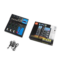 Console de mixage à interface USB à 4 canaux, contrôleur de son DJ Mini Mixer 48 V Alimentation fantôme pour DJ Karaoké PC Guitare F4 4 canaux