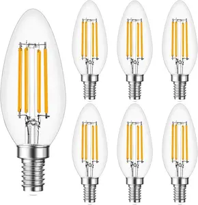 Hanlux Bóng Đèn Nến LED E12 Có Thể Điều Chỉnh Ánh Sáng Thông Minh Năng Lượng Thông Minh 60 Watt Tương Đương B11 Bóng Đèn Chùm LED Ánh Sáng Ban Ngày 5000K