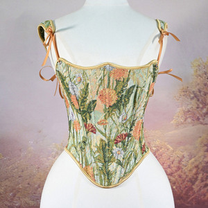 <span class=keywords><strong>Corset</strong></span> floral vintage Renaissance à lacets et nœud au dos, bustier à baleines en acier, gaine amincissante pour femme, style streetwear - Product Image 1