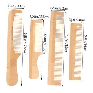 Peine de madera de bambú ecológico con dientes anchos, 100% biodegradable, con logotipo personalizado, al por mayor - Product Image 2