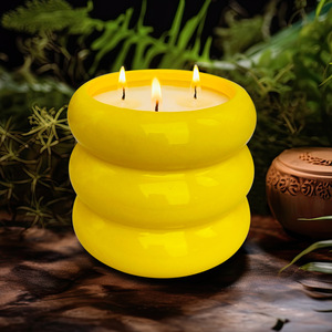LANJO 3 <b>Wick</b> Large Colorful Ceramic Scented <b>Candle</b>, Premium Aromatherapy Ambience <b>Candle</b> for Home & Gifting - Product Image 3