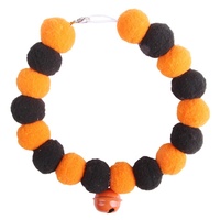 Ensemble d'accessoires pour animaux de compagnie pour Halloween, 2 pièces : coiffe chauve-souris et collier pompon orange et noir pour chats