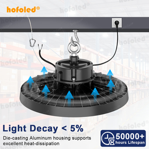 Lampe industrielle haute baie 150lm/W avec garantie de 5 ans, 100W, 150W, 200W, pour entrepôt intérieur, montage suspendu sur conduit - Product Image 3