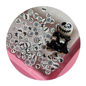 Ciondoli di Halloween fai da te in resina a fondo piatto bianco <span class=keywords><strong>gufo</strong></span> <span class=keywords><strong>nero</strong></span> pipistrello sorriso scheletro perline di argilla per <span class=keywords><strong>il</strong></span> tema del modello di artigianato da giardino - Product Image 6