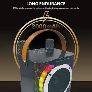 Máquina de <span class=keywords><strong>Karaoke</strong></span> con Altavoz Bluetooth, Micrófono Dual, 5 Voces Divertidas, Efecto de Luz RGB, Subwoofer Inalámbrico para Fiestas de Cumpleaños en Casa - Product Image 6