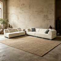 Canapé d'angle en L style crème avec rembourrage en éponge, design moderne, excellent soutien pour salon et villa