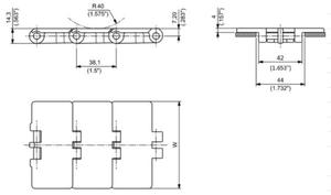 แผ่นโซ่เส้นเดียวทำจากพลาสติกแผ่นวิศวกรรม820บานพับเดี่ยว - Product Image 2