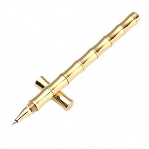Brass Bamboo Joint Metal Ballpoint <b>Pen</b> with 0.5mm Tip and <b>Multi</b>-<b>color</b> Ink-Custom Logo Personalization for Corporate Gifting - Product Image 2