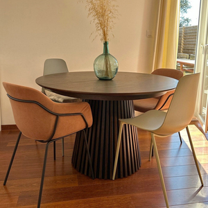 Mesa de <span class=keywords><strong>Comedor</strong></span> de Lujo Moderna de Madera Maciza, Mesa de <span class=keywords><strong>Comedor</strong></span> Redonda <span class=keywords><strong>Extensible</strong></span> Ovalada para 6 a 8 Personas, <span class=keywords><strong>4</strong></span> <span class=keywords><strong>Sillas</strong></span> - Product Image 5