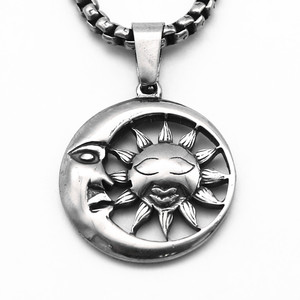 Yunnique-collar con colgante de sol y luna, de acero inoxidable, unisex, diseño geométrico, joyería de moda - Product Image 1