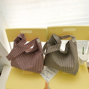 Bolso de Compras de Gran Capacidad con Diseño Vintage a Cuadros 2026 KH, de Tela de Algodón, con Cierre de Hebilla, para Mujer, para Viajes Diarios - Product Image 2