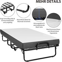 Lit pliant gain de place avec matelas, lit d'appoint pliable avec roulettes, lit pliant portable en métal pour le repos au bureau