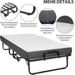 <span class=keywords><strong>Lit</strong></span> pliant gain de place avec matelas, <span class=keywords><strong>lit</strong></span> d'appoint pliable avec roulettes, <span class=keywords><strong>lit</strong></span> pliant portable en métal pour le repos au bureau - Product Image 2