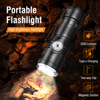 BORUIT ET15 Mini lampe de poche LED Super lumineuse lampe de travail Rechargeable avec clip aimant Camping lanterne de poche d'urgence