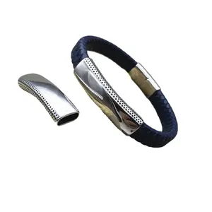 Custom made níquel e chumbo aço inoxidável link conector curvo tubo espaçador talão 10x5mm buraco para pulseiras de couro