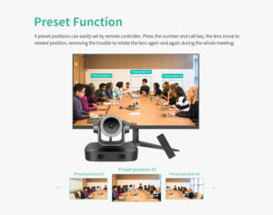 Caméras PTZ <span class=keywords><strong>sans</strong></span> <span class=keywords><strong>fil</strong></span> 2.4g Zoom optique 18X Full HD Live Streaming pour les services d'église/d'événements - Product Image 4