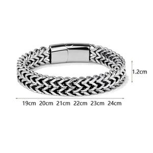 Bracelet en acier inoxydable à double rangée de fermoirs magnétiques positifs et négatifs, tendance et très vendu pour hommes - Product Image 4