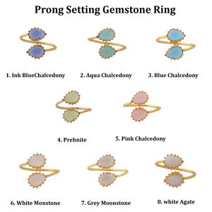 Bague réglable faite à la main pour les femmes élégant bleu calcédoine or Rose broche réglage élégant mode fiançailles principalement en laiton - Product Image 3