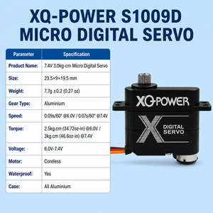 เซอร์โวมอเตอร์ดิจิตอลขนาดเล็ก XQ Power 7.4V แรงบิด 3กก.-ซม. น้ำหนัก 9กรัม ตัวเรือนโลหะ ความเร็วสูง 0.07 วินาที พร้อมการตอบสนองรวดเร็ว มินิเซอร์โวสำหรับรถบังคับวิทยุ - Product Image 4