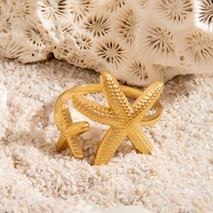 Fashion <b>Rings</b> Star Shell Design 18K Gold Color Women's Party Jewelry - Product Image 3