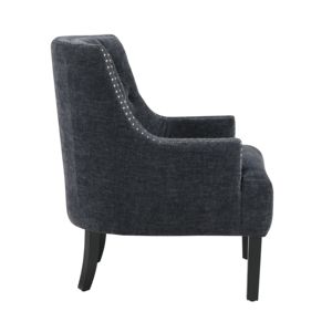 DB Modern Traditional Solid <b>Wood</b> Accent Chair 1pc Black Chenille Upholstery <b>Button</b> Tufted Sherpa for Home Office Furniture - Product Image 5