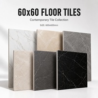 Carreaux de sol 60x60 en porcelaine émaillée, aspect marbre moderne de luxe, antidérapants, pour salle de bain et salle à manger