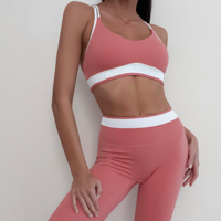 Celana Yoga Olahraga Warna-Warni Model Patchwork Tanpa Garis Menonjol Pinggang Tinggi & Elastis Pengencang Perut