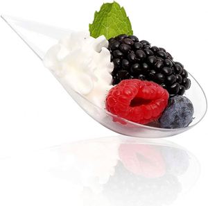 Disposable Eco-friendly Plastic PS Candy Dish Mini Dessert Plates Black <b>Clear</b> Tray for Restaurant Dessert Tasting Spoon - Product Image 3