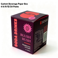 Caja de Papel para Bebidas en Lata Delgada de 250 ml, Diseño Personalizado, Impresión Completa, Cierre Automático, Paquete de 4, para Envasado de Regalos al por Menor