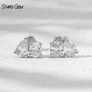 Boucles d'oreilles en diamant de laboratoire, or 10K, taille poire, 1,42 carats au total, couleur DEF, clarté VS, diamants cultivés en laboratoire - Product Image 1