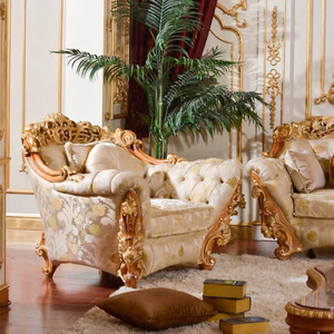 أريكة متعددة الأشخاص كلاسيكية كلاسيكية كلاسيكية منحوتة فيلا منحوتة فخمة لغرفة المعيشة بتصميم عصري مملوء بالإسفنج - Product Image 2